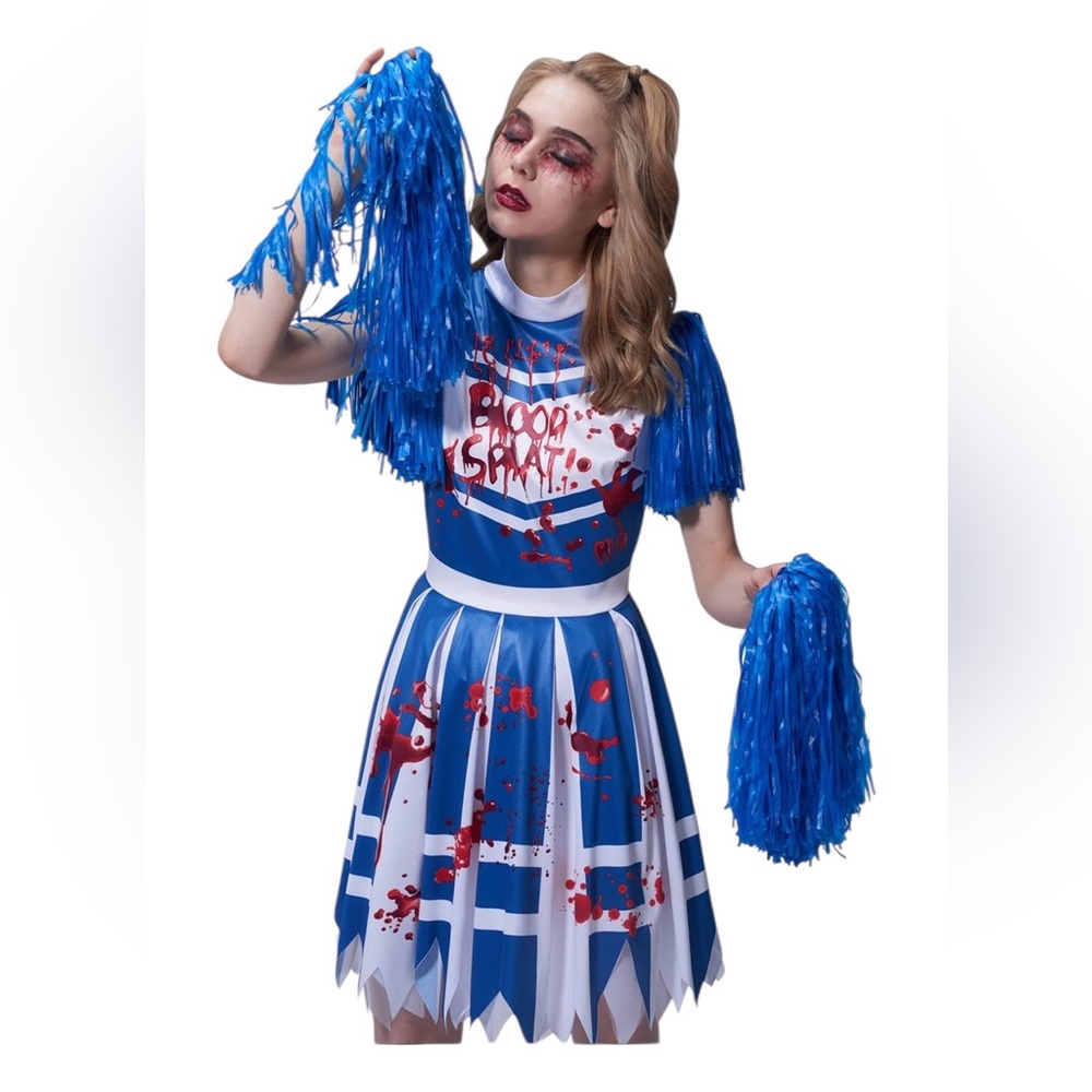 Ikali Girl’s Bloody Zombie Cheerleader Halloween Costume 10-12 Years Old